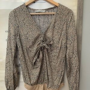 Abercrombie Leopard Dotted Bodysuit with Tie